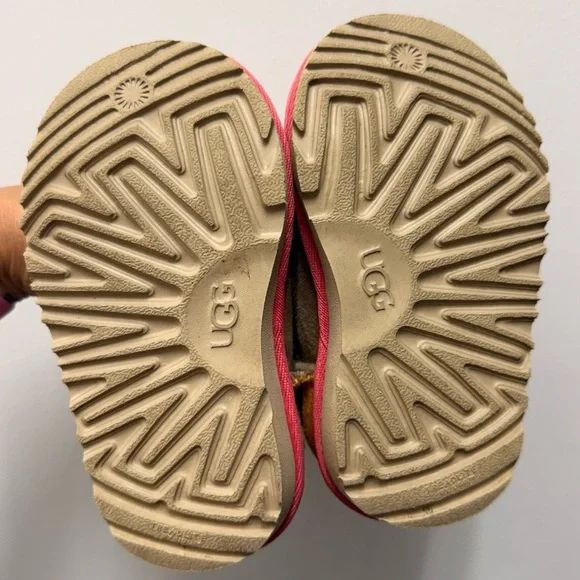 UGG Kids Boots in Tan with Pink and Yellow Accents - Picture 4 of 5
